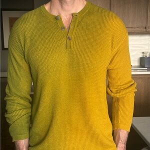 Zegna x Elder Statesman Men's Olive Cashmere/Cotton Henley